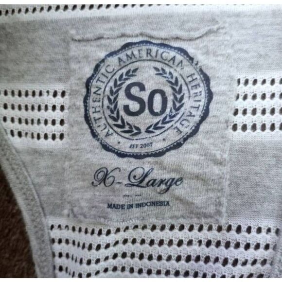 SO RACER BACK GRAY & WHITE TANK TOP SZ.XL EUC - Picture 3 of 4